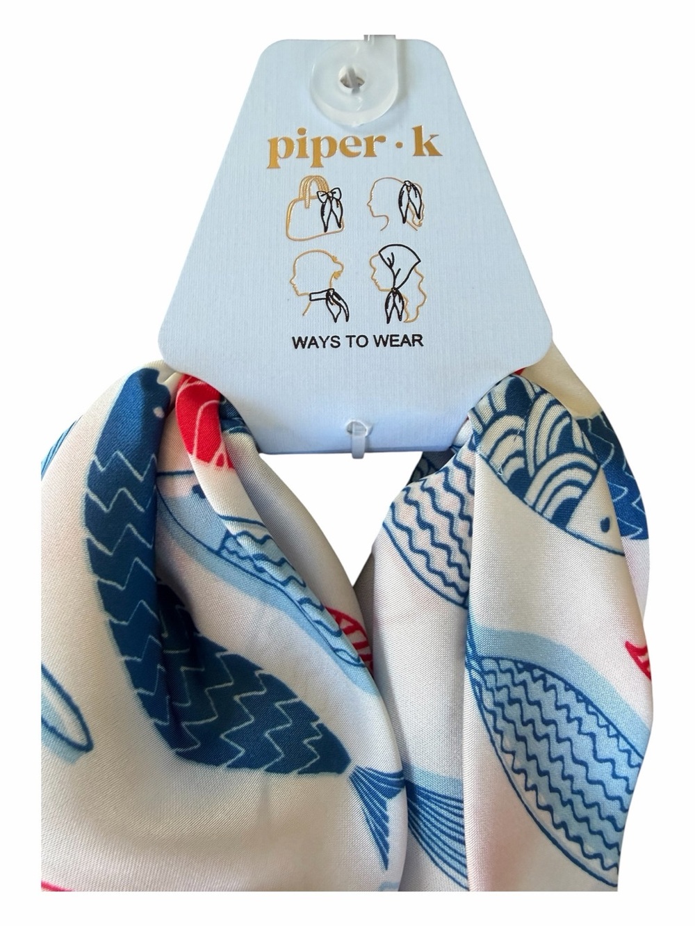 PIPER K | Fish Sardines Scarf NWT Americana Summer Bag Accessories - Picture 4 of 6